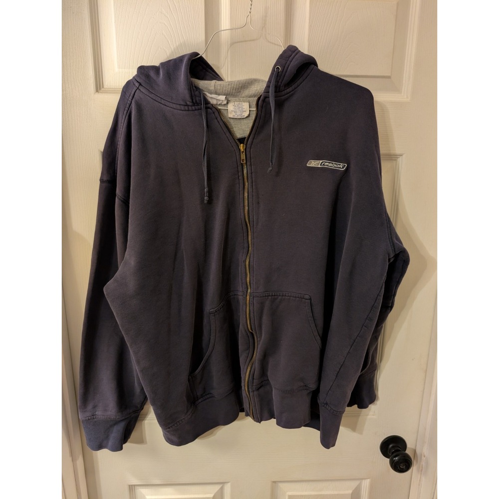 Reebok Y2K Mens XL Heavyweight Full Zip Hoodie Thermal Waffle Lined Sweatshirt